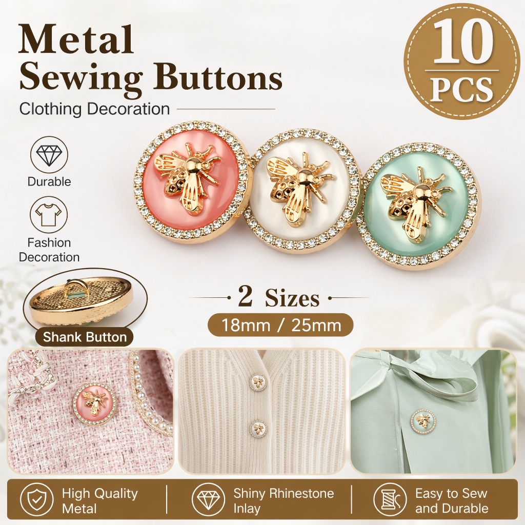 Button Hole Cutter - 10 Peças de Botões Decorativos de